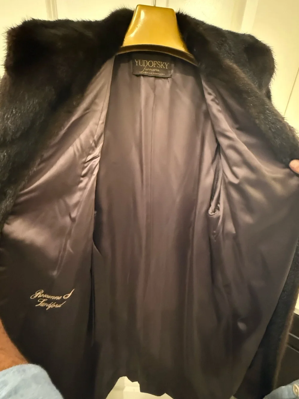 Vintage Yudofsky Furriers Full Length Dark Brown Mink Fur Coat